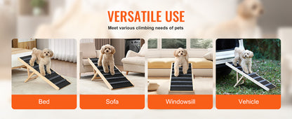 Dog Ramp Folding Ladder Anti-slip High Adjustable Wooden Pet Ramp Removable